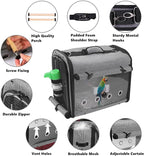 SUERTREE Bird Carrier Bag with Stand, Lightweight Backpack for Parrot, Portable Cockatiel Travel Cage with Accessories, Pet Transparent Breathable Carrier