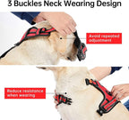 IVY&LANE No Pull Dog Harness for Medium Dogs, Dog Vest Harness with Leash, Safety Belt and Storage Strap, Fully Adjustable, 360° Reflective Strip, Soft Handle (Red, M)