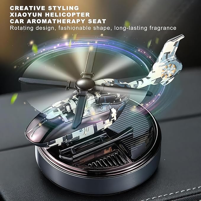 Car Air Freshener | Solar Powered Helicopter Scents Diffuser | Fashion Automotive Interior Decoration Accessories Purifiers for Car and Home Aromatherapy Dashboard (grey)