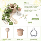Cute Crochet Plant Car Freshener 12ml Empty Refillable Diffuser Bottle with Plants Hanging Accessories for Rearview Mirror Home Office Decor Women Mother's Day Gifts(Leave)