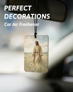 Pink Christian Jesus Air Freshener 4 Pcs, Coastal Seagrass Bow Bible Verse Religious Hanging Air Freshener for Cars Closet Drawer Books, Girly Christian Car Accessories Mirror Decor for Women
