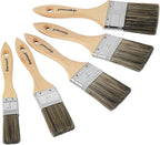 Double Thick Chip Paint Brush Set,Wood Stain Brushes for Painting Walls and Fence Staining, Wooden Handle Masonry Paintbrush for Varnish, Paste and Gesso (5 Pack Assorted Sizes)
