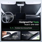 2025 Upgraded Zanch Car Front Windshield Sun Shade- Ultimate UV Protection & Heat Reduction|OEM Design|Innovative No Light Leakage Technology|4-Layer Protection|Fit for Tesla Model S (2016-2025)
