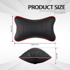 2 Pack Car Neck Pillow Soft Breathable Headrest Pillows for Driving Support, Universal Fit for Most Car Seats Decor Accessories（Black Red）