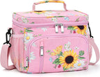 Insulated Lunch Bag for Men & Women, 9L Leakproof Lunch Box Soft Cooler Tote with 5 Pockets, 600D Oxford, EVA Lining, Adjustable Strap for Work, Picnic, Beach&Travel-Corduroy Sunflower Daisy