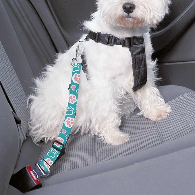 Cute Design 2-Pack Set Adjustable Pet Cat Dog Car Seat Belt, Adjustable Buckle Pet Car Harness Fabric Lanyard from 22 to 38 Inches Seatbelt Leash (Blue Fairy Tale Dog -Two Piece in one Set)