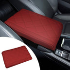 Hovom Car Center Console Armrest Pillow, 12.6"×7.87"×1.97" Leather Arm Rest Cover for Cars, Soft Comfortable Auto Armrest Cushion Pad, Vehicle Middle Console Cover, Car Accessories (Wine Red)
