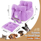 Dog Car Seat for Small Dogs, Portable Puppy Car Seat of Easy Installation, Fashionable Pet Carrier Bag with Large Pockets, Machine Washable Dog Booster Seat (Purple)
