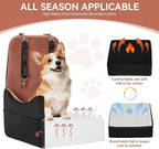 PETSFIT Dog Car Seat for Small/Medium Dogs Up to 35 lbs – Patented Safety System, 6" Memory Foam Pet Booster Car Seat, Fully Detachable and Washable Dog Carseat with 2 Storage Pockets (Black/Brown)