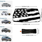 Socira American Flag Car Windshield Sunshade Umbrella Foldable Black Umbrella Sun Shade Cover Patriotic Sunshade Front Window Cover Interior Blocks Uv Rays Keeps Cool (57" X 30")