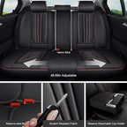 Car Seat Covers, Premium Leather Car Seat Covers, Waterproof and Breathable Seat Covers, Universal Car Seat Protector Fit for Cars, Trucks, SUVs, Pick-ups (Black&Red line, FullSet)