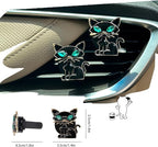 Cat Car Accessories 2pcs Black Cat Car Air Freshener Vent Clips Black Interior decoration for Women Teens Refillable Essential Oil Diffuser Bling Rhinestone