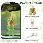 Crochet Car Air Freshener, Sunflower Car Rearview Mirror Diffuser with 8ml Refillable Essential Oil Bottle, Adjustable Strap Hanging Clamp, Crochet Hanging Plant for Car Home Office Decor