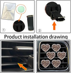 6Pcs Leopard Heart Car Air Freshener Clips - Fashion Animal Print Vent Decor Accessories, Long-Lasting Scent Diffusers for Women Girls, Cute Auto Interior Charms