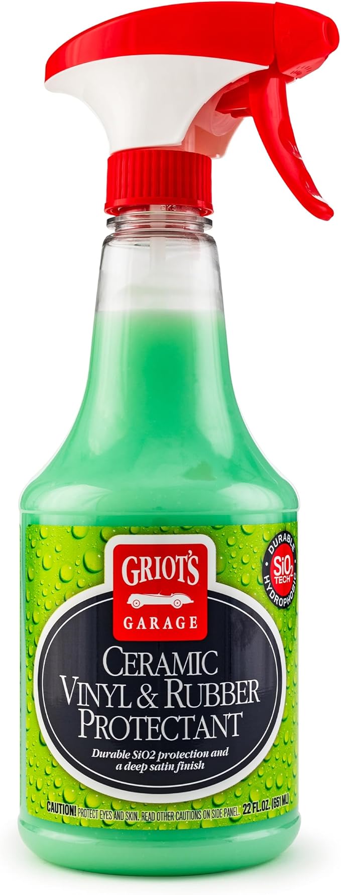 Griot's Garage Ceramic Vinyl and Rubber Protectant for Car Detailing, Restorer and Protectant for Dashboards, Door Panels, Tires, Exterior Trim, Moldings, and More, 10821, 22oz