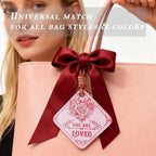 Leather Bag Charms for Hangbags Pink Car Mirror Hanging Accessories Encouragement Gifts for Women You Are Loved Gifts for Women Valentines Day Gifts Car Decor Roses Mothers Day Gifts