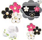 NBTEPEM 6 PCS Daisy Flower Air Vent Clip Car Decoration Accessories Air Conditioning Outlet Clip Car Air Freshener Clip Charm Car Interior Decor(3 cm, 3.3 cm, White, Red, Black)
