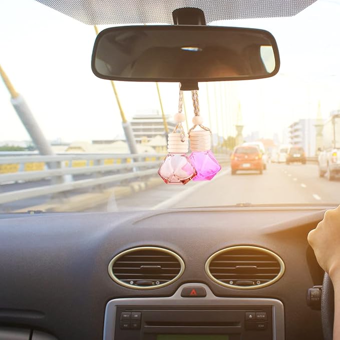 12 Colors Car Hanging Air Freshener Diffuser Bottle Empty Perfume Pendant Aromatherapy Fragrance Essential Oil Diffuser Bottle Auto Ornaments Decor