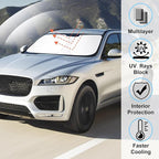 Windshield Sun Shade Custom Fit for 2016-2024 2025 2026 Jaguar F-Pace F Pace Accessories Foldable Sunshade Sun Blocker Protect Car from Sun Rays & Heat Damage Keep Car Cooler