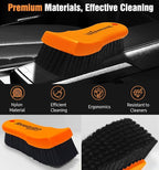 YeewayVeh 2PCS Leather Cleaning Brush, Horse Hair Brush for Car Leather Seat, Fabric, Shoes and Furniture, Soft Detailing Brush for Carpets, Seat Belts and Car Interior