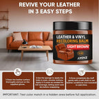 Leather Recoloring Balm - Scratch Repair & Color Restore Kit for Faded Leather, Couch & Car Seats - 10OZ Leather Restorer Balm for Furniture, Auto Interior, Vinyl, Accessories (Light Brown-Tan)