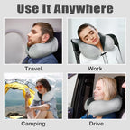 Travel Pillow, Memory Foam Neck Pillow for Traveling, U Shape Neck Pillow Airplane Portable Flight Pillow Travel Kit with 3D Contoured Eye Masks and Earplug for Plane Train Car Home Office - Grey