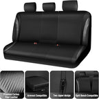 CAR PASS Carbon Fiber Leather Rear Seat Covers,Black Waterproof Back Bench Seat Cover Universal Fit for Cars Sedans SUVs Vans 95% Automotive Interior Backseat Car Covers (Rear,Black)