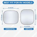 2-Piece RV Windshield Sunshade | Reflective 240T Polyester Front Windshield Shade | Foldable Front RVs, Large Bus, Large Side Window Sun Shade | XXL (41.5" x 50")
