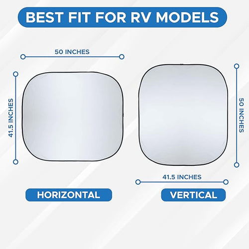 2-Piece RV Windshield Sunshade | Reflective 240T Polyester Front Windshield Shade | Foldable Front RVs, Large Bus, Large Side Window Sun Shade | XXL (41.5" x 50")