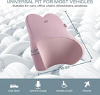 Skechers Air-Cooled & Memory Foam Lumbar Pillow,Lumbar Support Pillow for Office,Chair Lower Back Pain Relief Lumbar Pillow,Ergonomic Design Back Support Pillow for Office Chair,Car,Home,Travel,Pink
