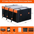 Mupera 21 Cubic Ft Car Roof Cargo Carrier, Waterproof Rooftop Cargo Carrier with Strip Includes Anti-Slip Mat, 6 Door Hooks & Combination Lock for All Vehicles with/Without Roof Rack