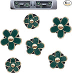 6pcs Green Daisy Flower Car Air Freshener Vent Clips,3 Sizes Sparkle Dark Green Flowers Car Vent Clips,Women Girly Car Air Freshener,Cute Flowers Car Accessories,Refillable Car Diffuser
