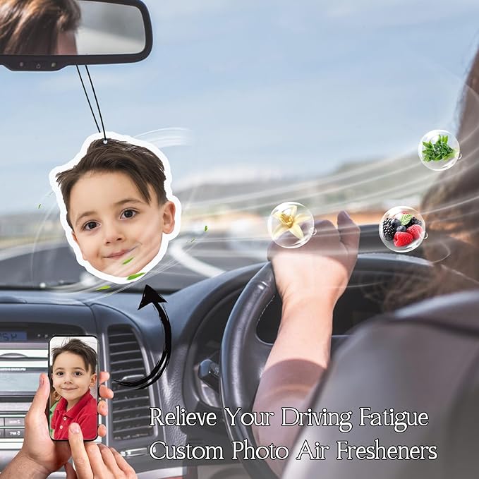 Custom Air Fresheners with Pictures - Personalized Photo air Freshener for Car, Double Sided Print Photo/Logo With Scents for Bedroom, Bathroom, Christmas Mother's Day Hanging Ornaments Holiday Gifts