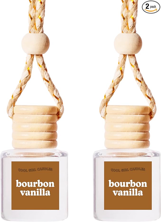 COOLGIRLCANDLES Bourbon Vanilla Car Air Hanging Fragrance Oil Diffuser Car Air Freshener Diffuser for Essential Oils, Scents Aromatherapy Automobile Diffuser, Long Lasting Car Diffuser Bottle