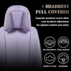 Coverado Universal Seat Covers Front, Universal Seat Covers for Cars, 2-Pack Waterproof Nappa Leather Car Seat Covers with Head Pillow, Auto Protectors Fit for Most Sedans SUV Pick-up Truck-Purple