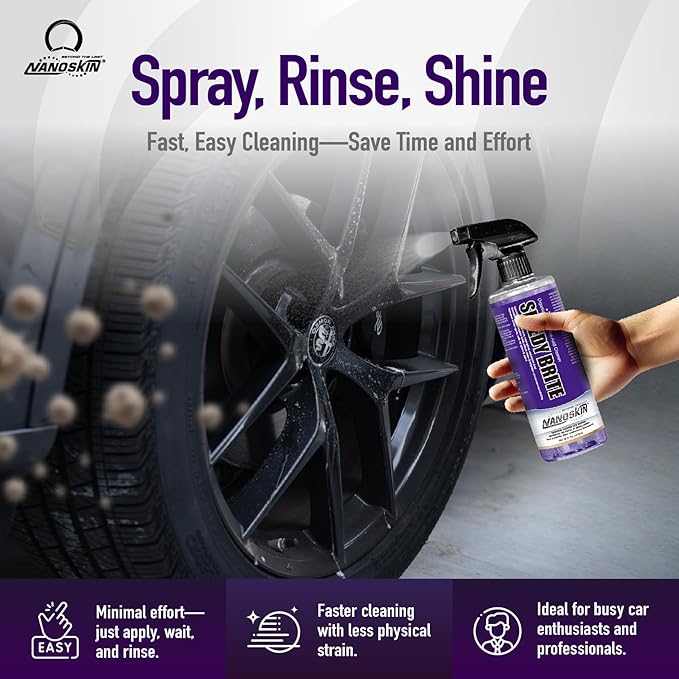 Nanoskin SPEEDY BRITE Pro Grade Wheel & Tire Acid Cleaner, 5 gallons - Chrome & Coated Wheel Safe, Cleaning with Organic Acid | Removes Brake Dust & Road Grime for Auto Detailing, Body Shop Safe