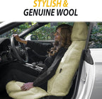 ZONETECH Sheepskin Seat Covers Fuzzy Car Seat Covers Tan Australian Merino Wool Fluffy Fur Auto Accessories All Season Protection for Your Seats Universal Fits Most Car SUV Airbag Compatible 4-Pack