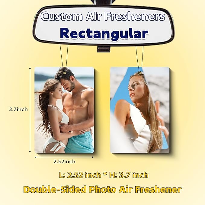 Custom Air Freshener with Picture, Personalized Car Air Freshener, Customized Double Sided Photo Air Fresheners, for Car, Wardrobe, Bathroom, Christmas Hanging Ornaments (Rectangle)