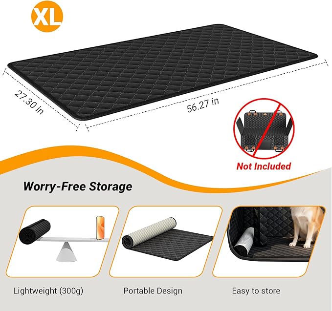PetDance【Grab & Go Dog Mat for Car Back Seat, Portable Pet Bed Mat for Trucks, 【Easy-Care & Waterproof 】 Car Blanket for Dogs, Fits SUV, Truck & Sedan, 27x56 inch