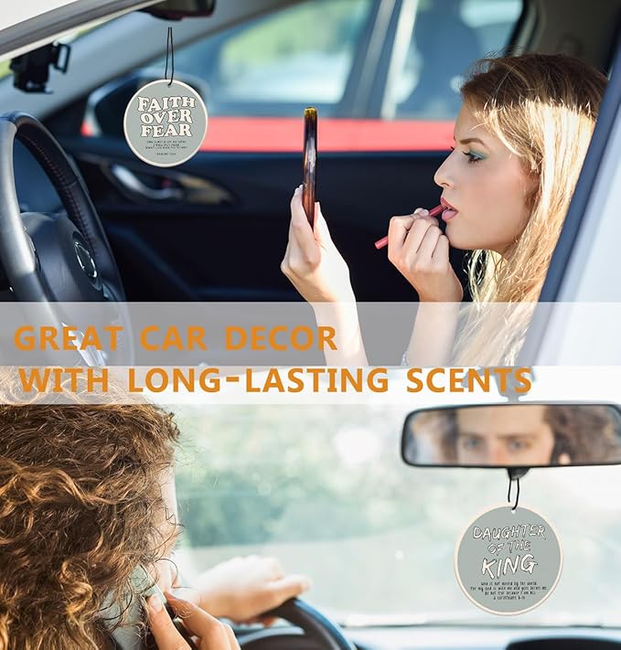 Jesus Christian Car Air Freshener inspirational Bible Car Accessories Interior Hanging 2pcs, Jesus Cars Freshies Bible Verses Rearview Mirror Decor, Religious Christian Gifts for Women Girls (Black I)