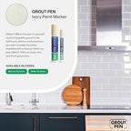 Grout Pen Ivory Tile Paint Marker: Waterproof Grout Paint, Tile Grout Colorant and Sealer Pen - Ivory, Narrow 5mm Tip (7mL) - 3 Pack