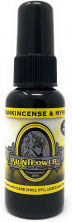 BluntPower (Frankincense & Myrrh, 1 Pack) Concentrated Air Freshener for Room and Car Spray - Oil-Based Diffuser Spray Bottle - Long-Lasting Bathroom Spray, Car Freshener, & Odor Eliminator Spray