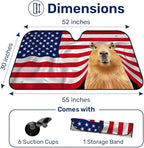 GENANY Capybara Flag Windshield Sun Shade for Car SUV Truck (55x30 Inches), Sun Shade Windshield, Shades for Front Windows, Protector Blocks UV, Car Decor
