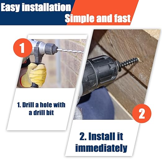 Tandefio 60 Pack 3/8''x 2'' Ceramic Black Lag Screw Kit with Washers Hex Lag Bolts Wood Screws Heavy Duty Hot Dip Galvanized Double Layer for Wood Decks Fences
