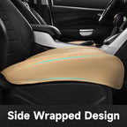 CAR PASS 2 Pack Leather Front Car Seat Covers, Bottom Seat Covers Full Wrapped with Storage Pocket, Anti-Slip Leather Seat Protectors,Waterproof Seat Cushion Universal Fit Sedan SUV Truck, Light Beige