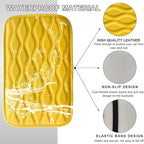 Car Center Console Cushion Pad, 12.48×7.40 Inches Waterproof Car Armrest Seat Box Cover, Comfortable PU Leather Vehicle Armrest Cover Protector, Car Decor Interior Accessories (Yellow)