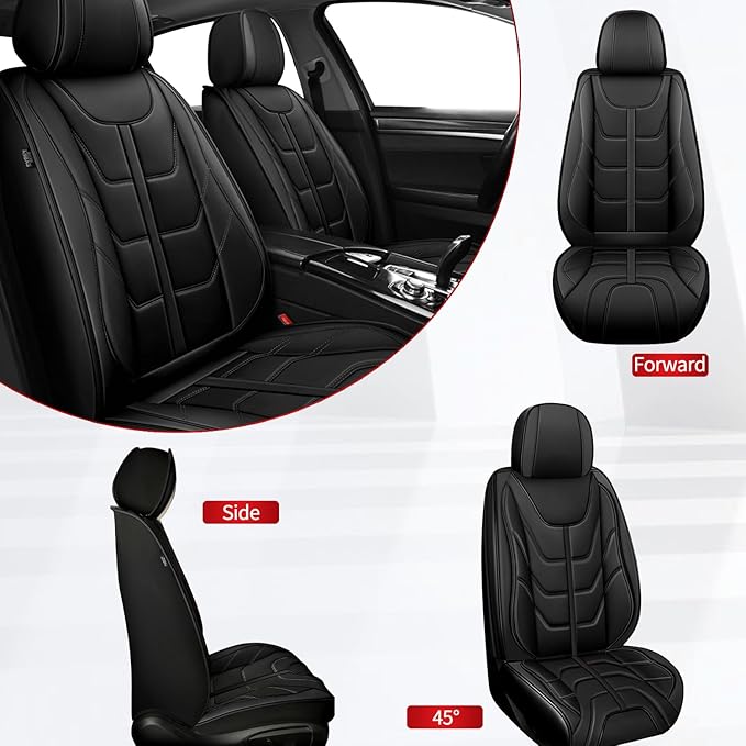 TTX LIGHTING Car Seat Covers fit for Nissan Maxima 2011-2023 Front Seat: Premium Leather Automotive Seat Cover with Airbag Compatible Waterproof (2 Seats, Black)