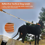 AUBELL Tactical Dog Leash Heavy Duty,4-6ft Reflective Strong No Pull Bungee Leash for Medium Large Dogs with Comfortable Padded Double Handle,Car Seat Belt,360 Degree Rotating Carabiner,Orange