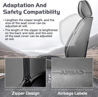 Truck Seat Covers for GMC Sierra 2500 2007-2026, Waterproof Premium Leather Full Coverage Car Seat Cover, Muscle Sport Style Auto Interior Seat Cover Sets (Front Set/Gray Black)