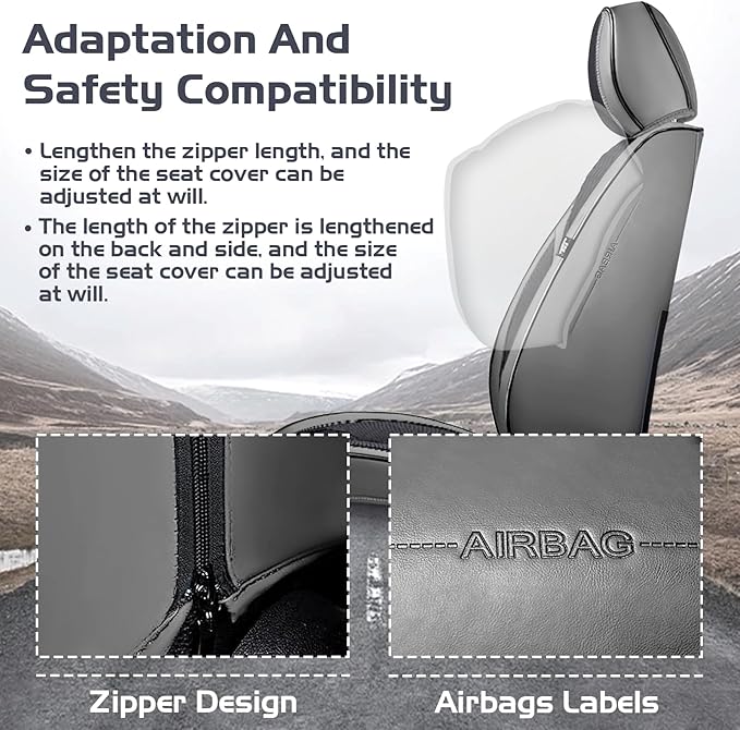 Truck Seat Covers for Chevy Silverado 3500 2007-2026, Waterproof Premium Leather Full Coverage Car Seat Cover, Muscle Sport Style Auto Interior Seat Cover Sets (Front Set/Gray Black)